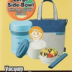 ZOJIRUSHI BRAND STAINLESS STEEL LUNCH JAR/LARGE SIDE BOWL & TOTE